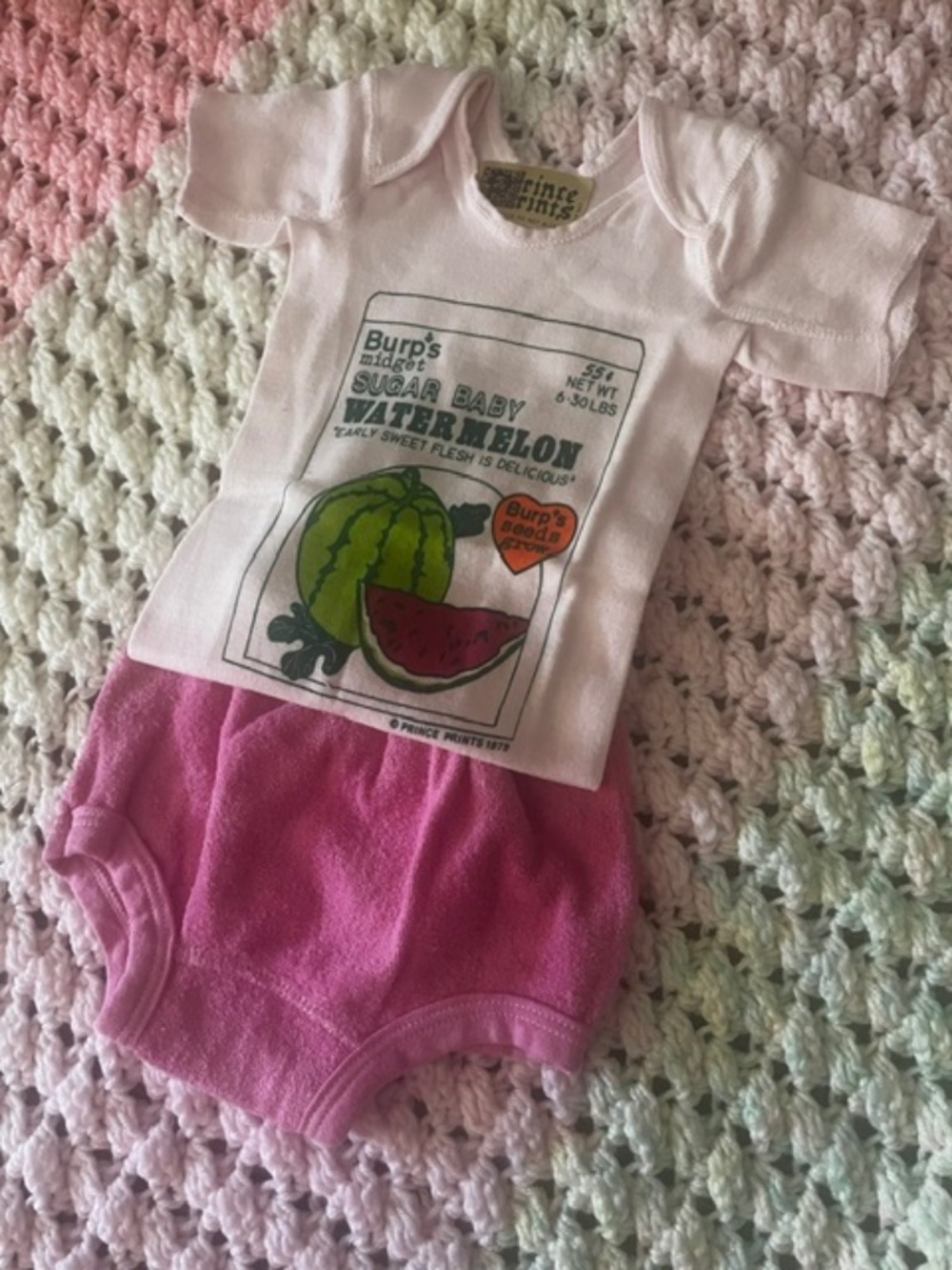 Pristine Vintage 1979 "New Old Stock" - Prince Prints - Burp's Baby Set - 24 M